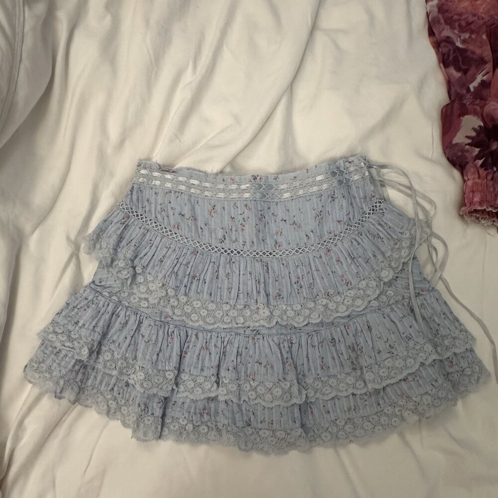 LoveShackFancy Bara Lace-trimmed Tiered Floral Skirt Size XS NTW - Picture 3 of 4